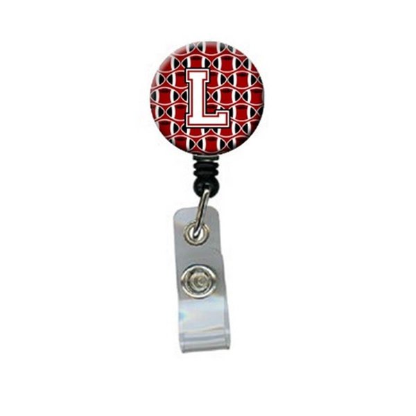 Carolines Treasures Letter L Football Cardinal and White Retractable Badge Reel CJ1082-LBR